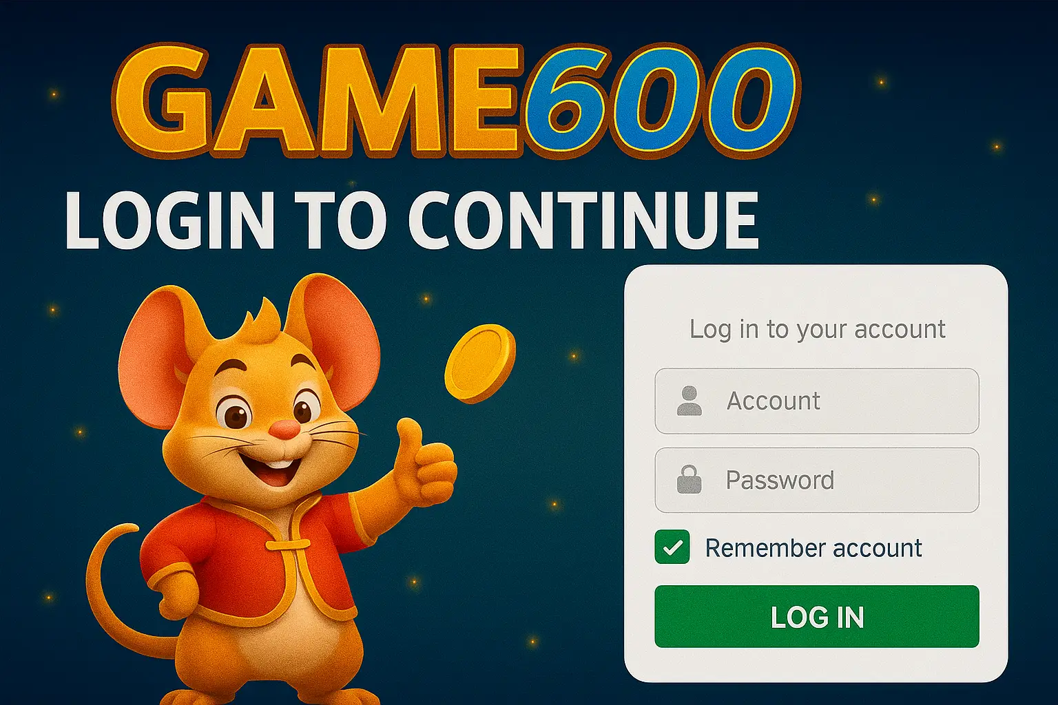 Criar uma nova Conta no plataforma Game600